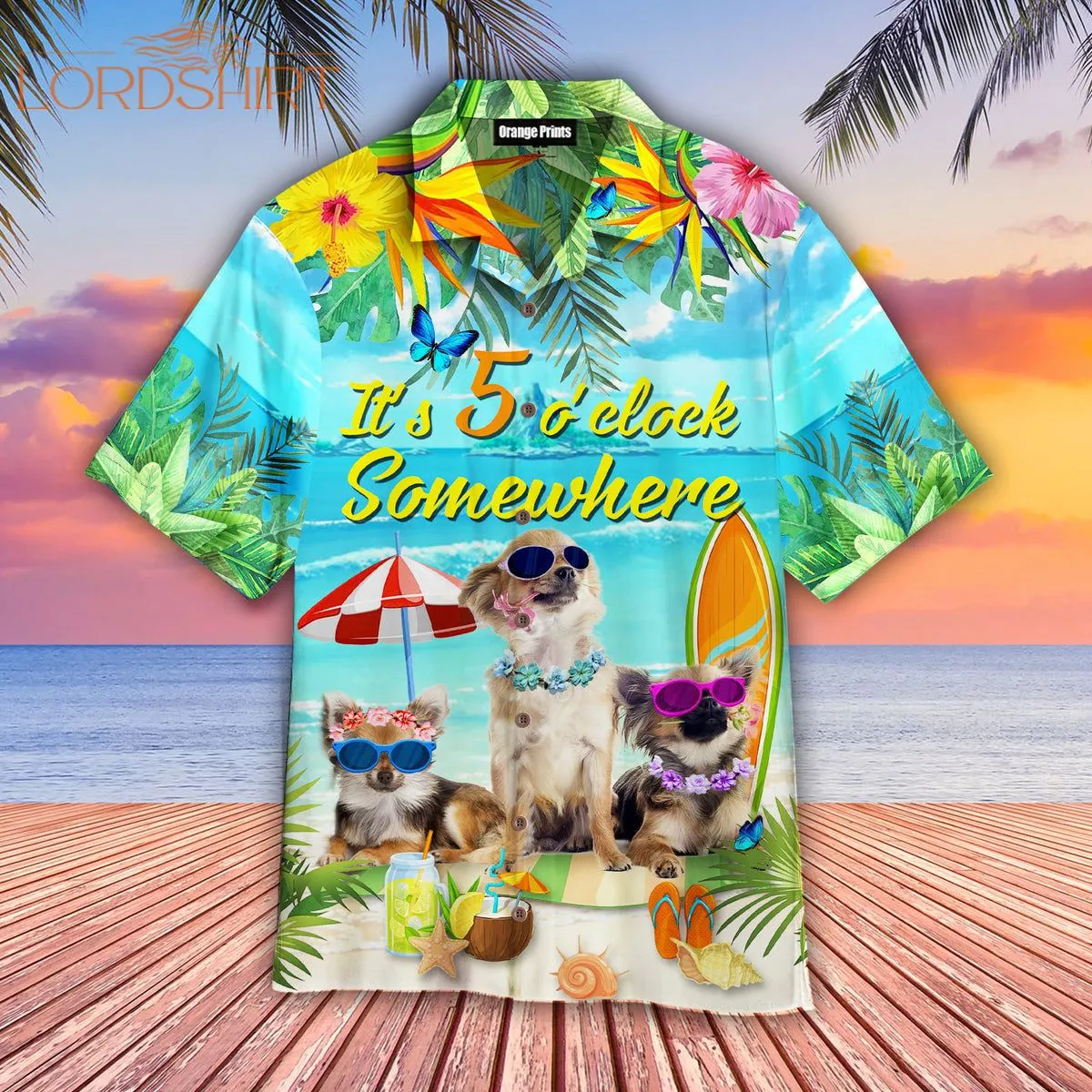 Funny Dog Beach It's 5 O'clock Somewhere Aloha Hawaiian Shirt