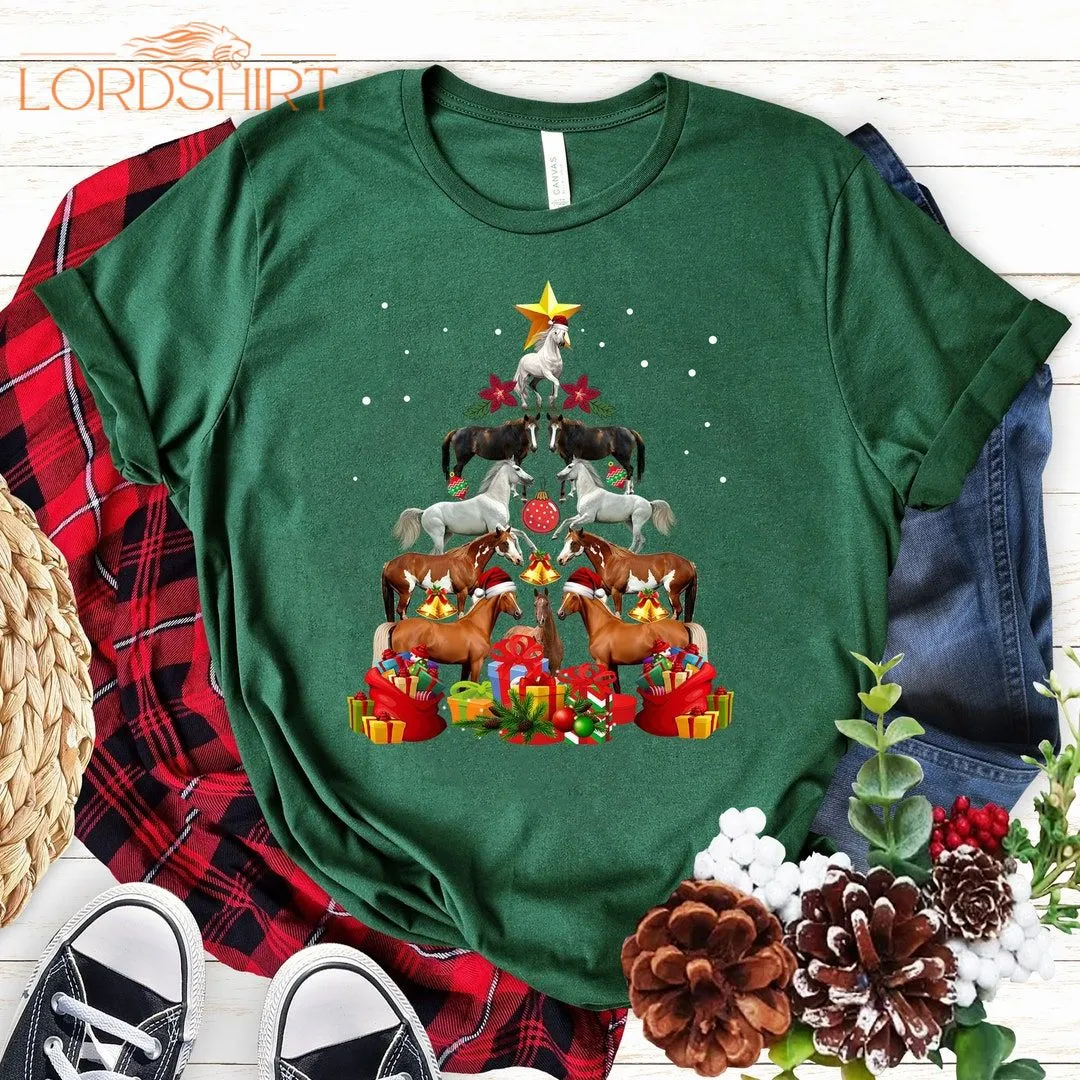 Funny Horse Christmas Tree Tshirts Horse Sweater Horse