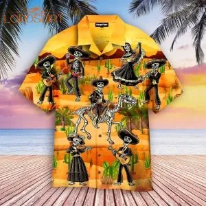 Funny Mexican Skull Dancing In The Desert Aloha Hawaiian Shirt