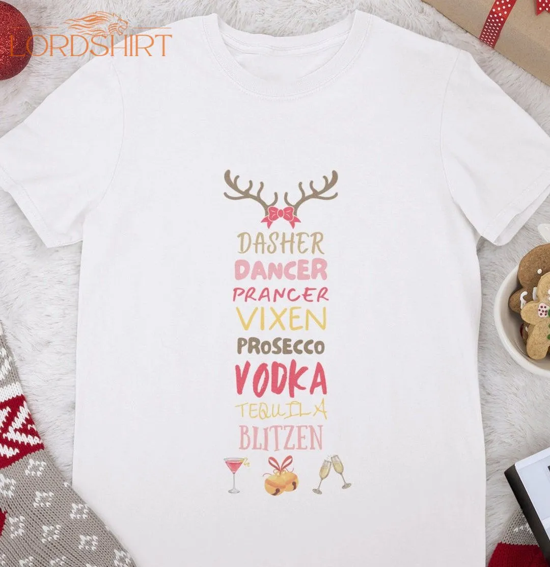 Funny Reindeer Names T-shirt Festive Tee Christmas Gift For