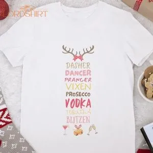 Funny Reindeer Names T-shirt Festive Tee Christmas Gift For