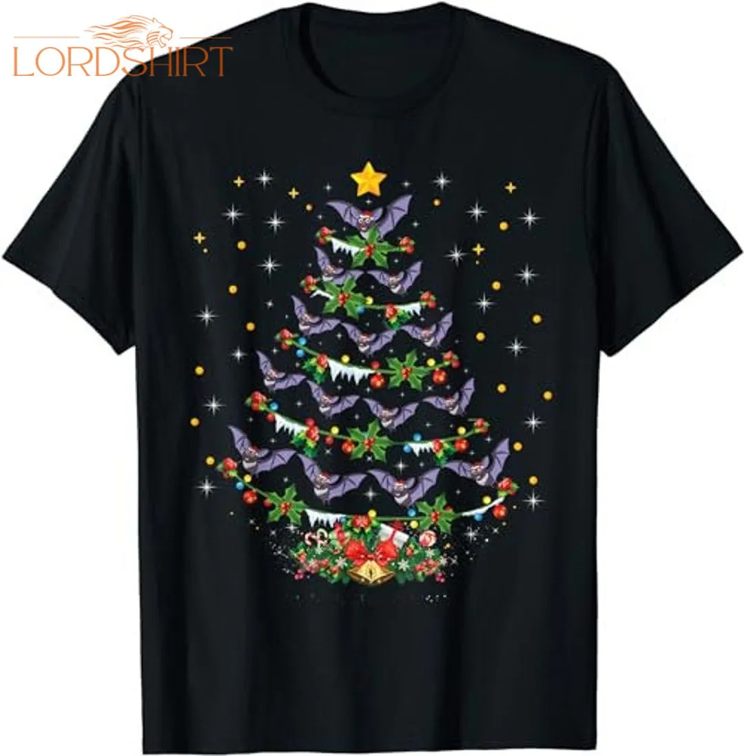 Funny Santa Bat Bird Xmas Gift Bat Christmas Tree T-shirt