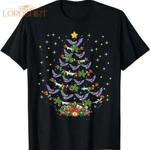 Funny Santa Bat Bird Xmas Gift Bat Christmas Tree T-shirt