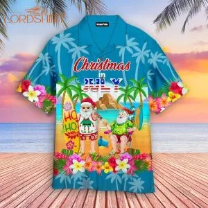 Funny Santa Christmas In July Vacation Hawaiian Shirt