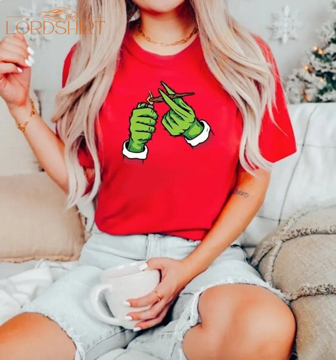 Funny Weed Cannabis Christmas Tshirt Holiday T-shirt Unisex