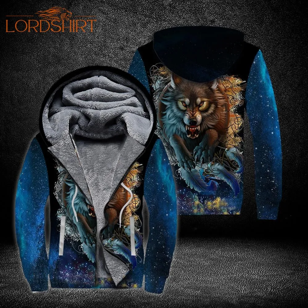 Galaxy Wolf Fleece Zip Hoodie All Over Print