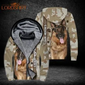 German Dog Shepherd Fleece Zip Hoodie All Over Print