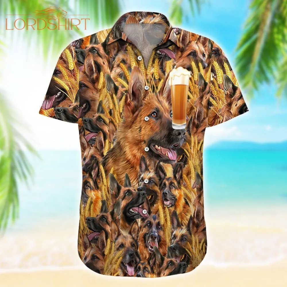 German Shepherd Beer Hawaiian Lei Hawaiian Shirt