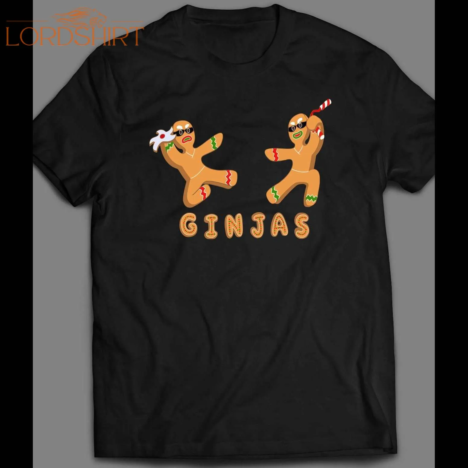 Gingerbread Man Ginjas Christmas Full Front Print Shirt