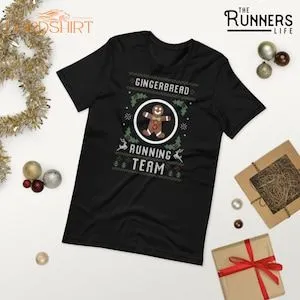 Gingerbread Running Team Christmas T-shirt Xmas Holiday Funny