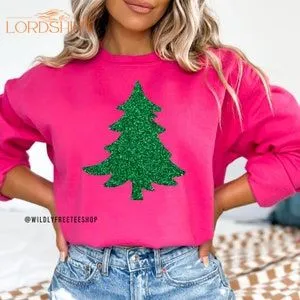 Glitter Sparkly Christmas Tree Sweatshirt Glitter Tree Shirt