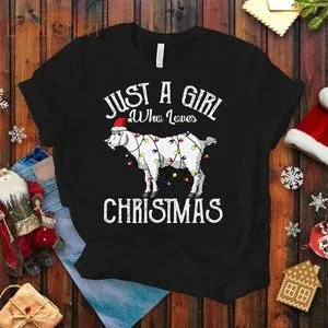 Goat Girl Christmas T-shirt Goat Lover And Farm Holiday