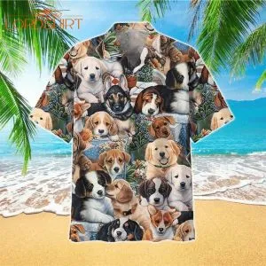 Golden Retriever Puppy Dog Hawaiian Shirt