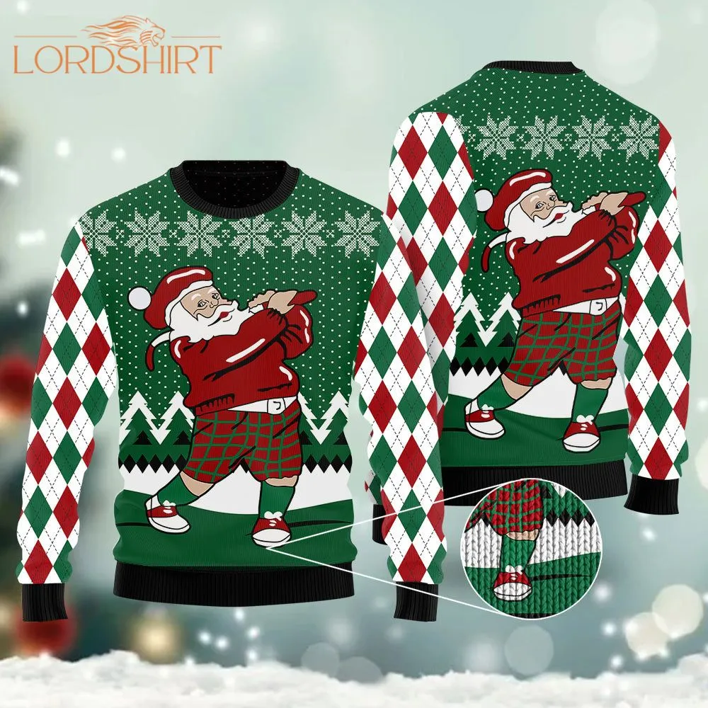 Golfer Santa Ugly Christmas Sweater