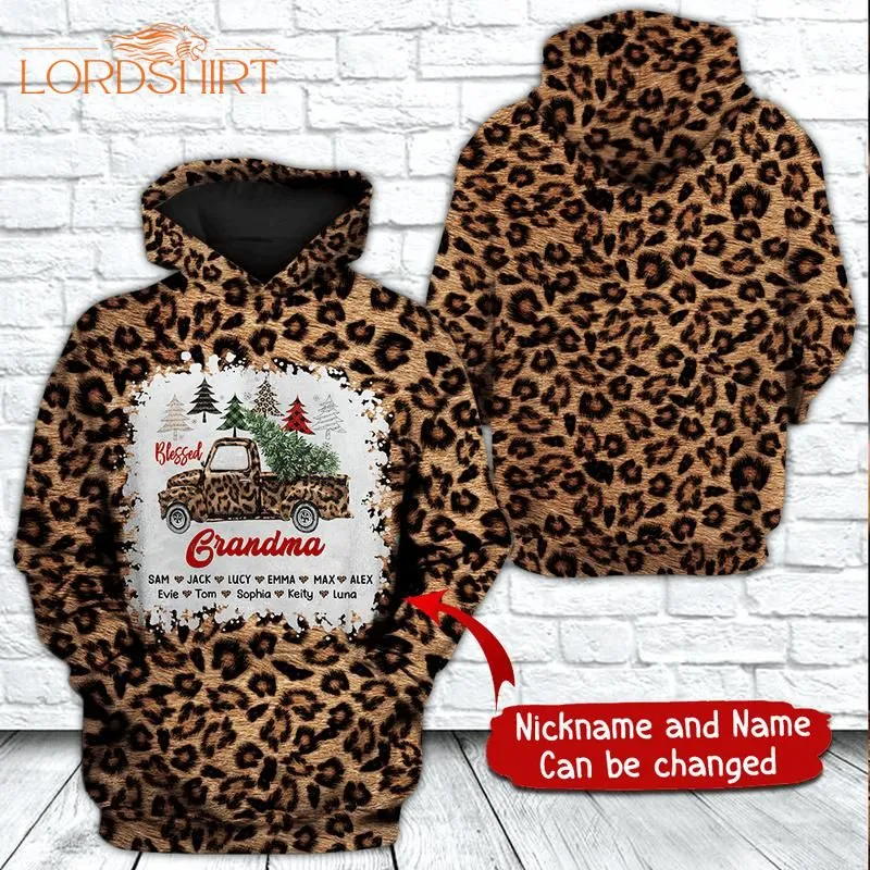 Grandma Leopard Seamless Truck Christmas Custom Name 3d All Over Print