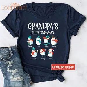 Grandpa's Little Snowman Christmas Shirt Personalized