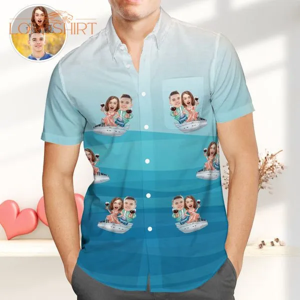 Great Valentines Gift For Couple Custom Photo Hawaiian Shirt