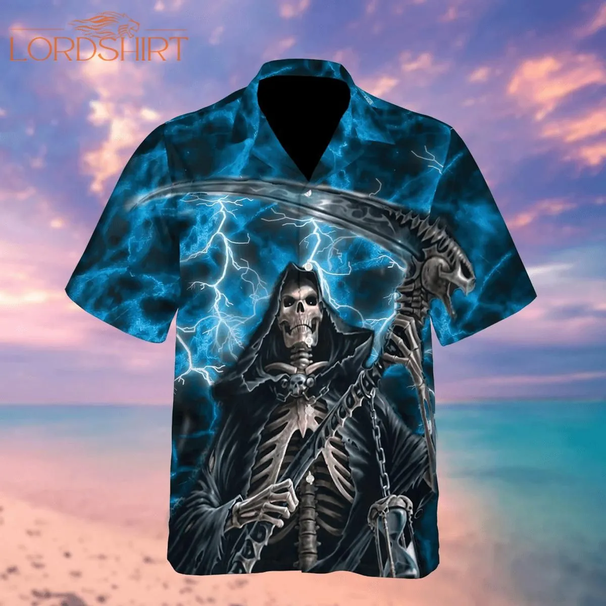 Grim Reaper And The Bone Scythe Halloween Hawaiian Shirt