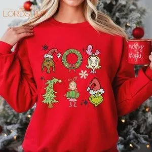 Grinch Christmas Sweatshirt For Women New Year Gift Kids