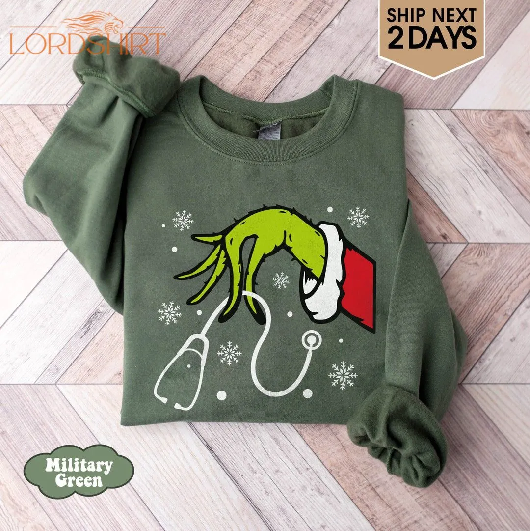 Grinch Nurse Shirt Christmas Nurse Tee Nurse Stethoscope