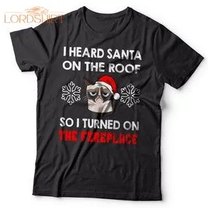 Grumpy Cat Christmas T-shirt Funny Santa Xmas Party Tee Shirt