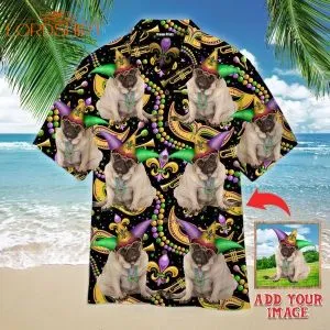 Grumpy Dog Mardi Gras Custom Photo Hawaiian Shirt