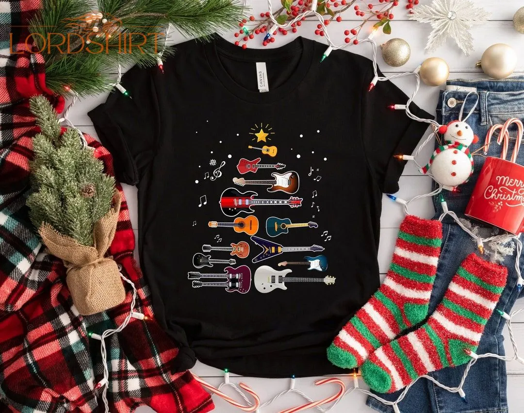 Guitar Sweatshirt Guitar Christmas Tree Shirt Merry