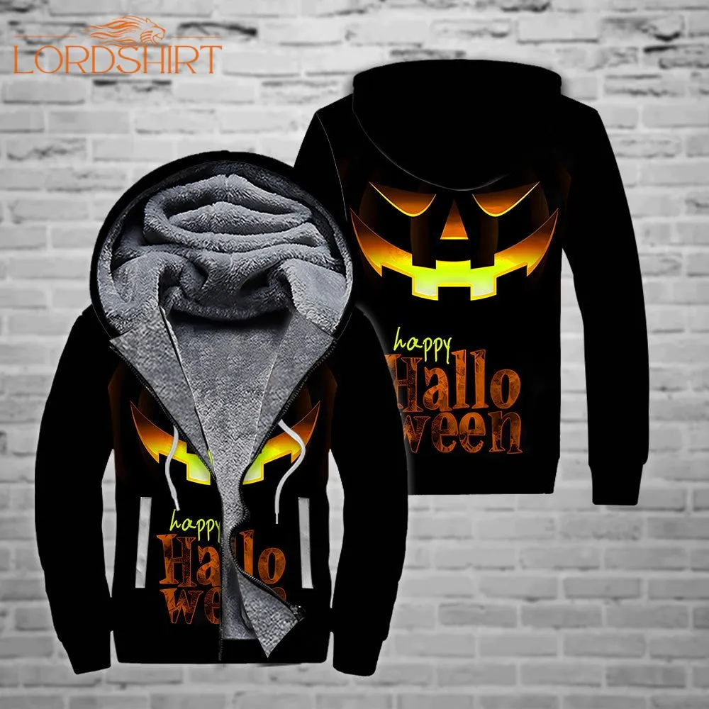 Halloween Cool Pumpkin Fleece Zip Hoodie All Over Print