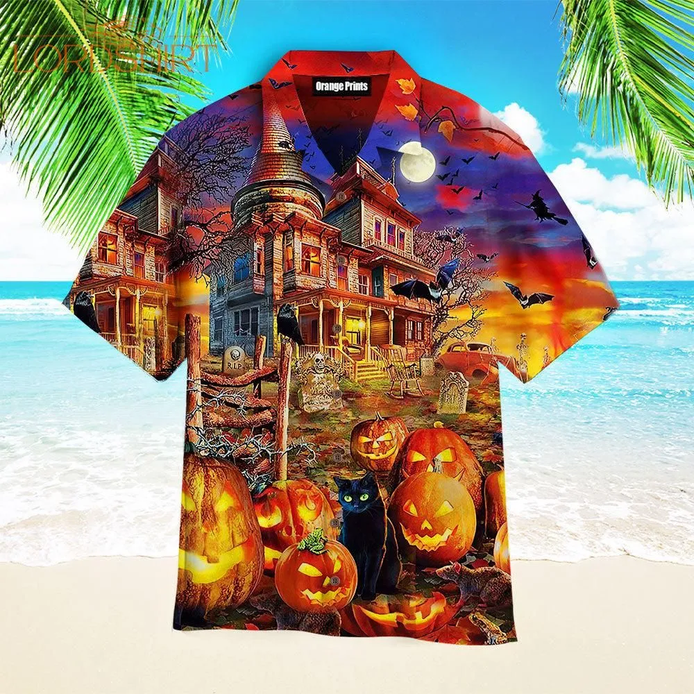 Halloween Haunted House Hawaiian Shirt