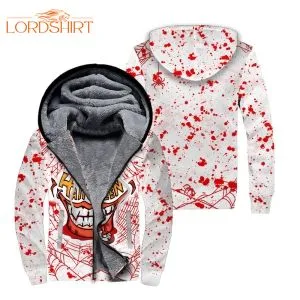 Halloween Scary Mouth Fleece Zip Hoodie All Over Print