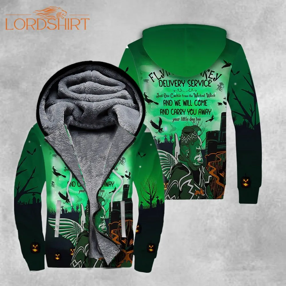 Halloween Witchcraft Flying Monkey Fleece Zip Hoodie All Over Print