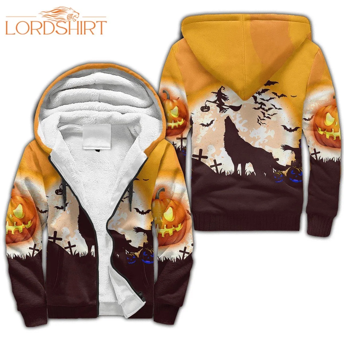 Halloween Wolf Fleece Zip Hoodie All Over Print