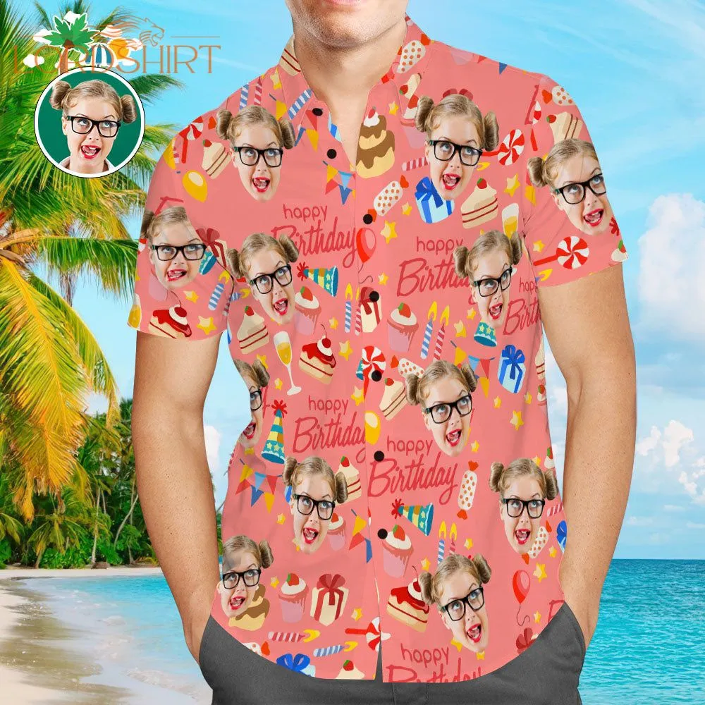 Happy Birthday Gifts Custom Photo Hawaiian Shirt