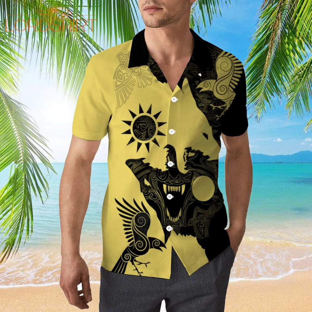 Hati And Skull Wolf Hawaiian Shirt