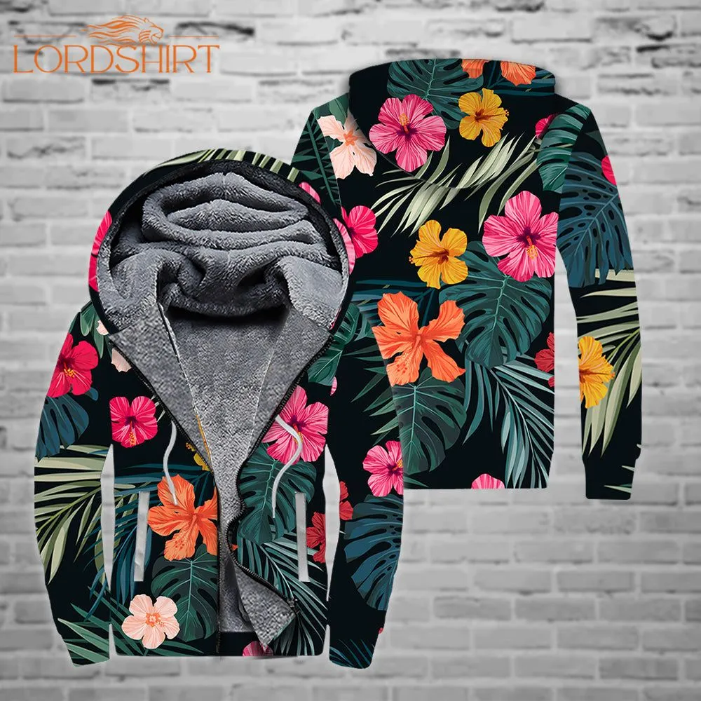 Hawaiian Hibiscus Fleece Zip Hoodie All Over Print