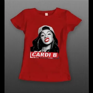 Hip Hop Cardi B Supreme Parody Oldskool High Quality Ladies Shirt