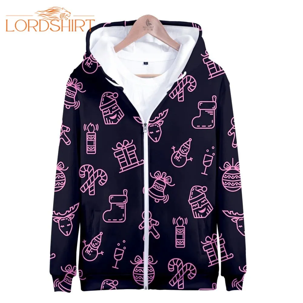 Hip Hop Noel Fleece Zip Hoodie All Over Print