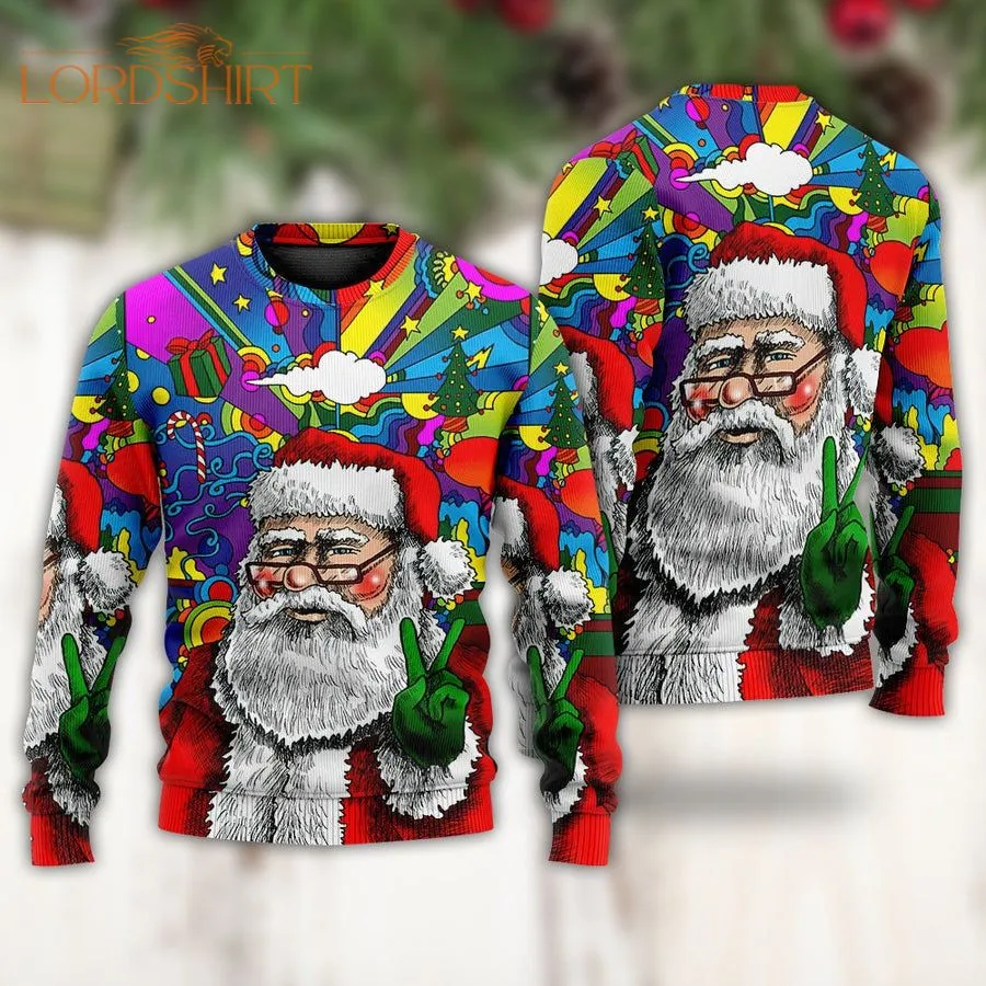 Hippie Santa Claus Christmas Ugly Christmas Sweater