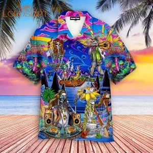 Hippie Skull Peace Life Aloha Hawaiian Shirt