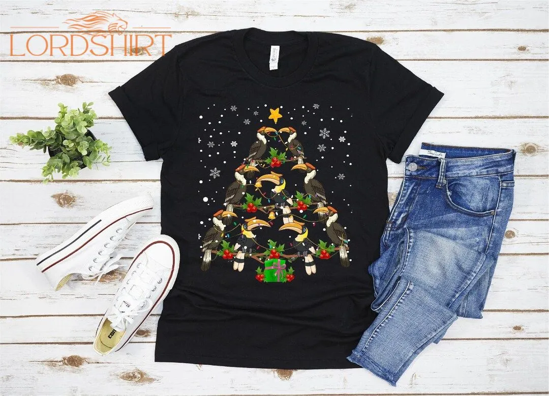 Hornbill Bird Xmas Tree Funny Hornbill Christmas T-shirt For