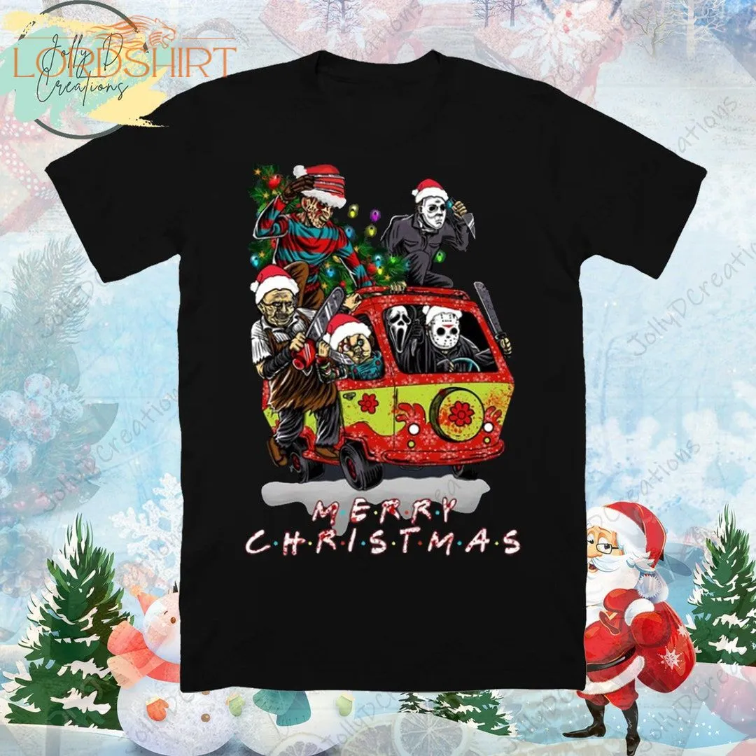 Horror Guys Christmas T-shirt Slashin Through The Snow