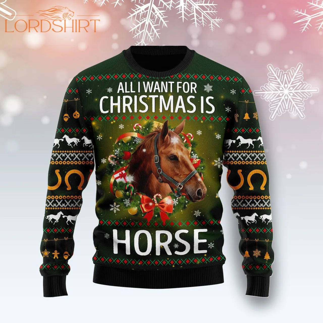 Horse All I Need For Christmas Ugly Christmas Sweater