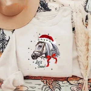 Horse Christmas Sweatshirt Horse With Santa Hat Shirt Horse