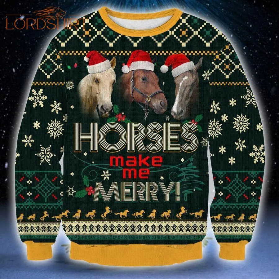 Horse Make Me Merry Ugly Christmas Sweater