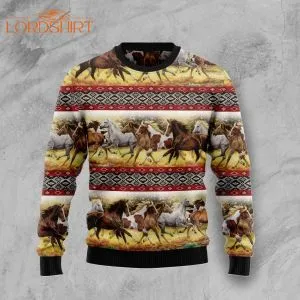 Horse Native American Pattern Ugly Christmas Sweater