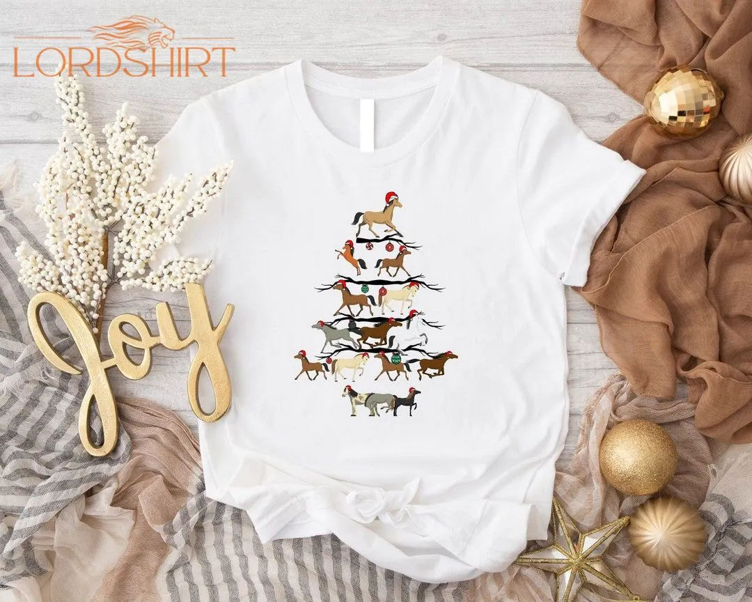 Horses Christmas Tree Shirt Xmas Horse T-shirt Christmas