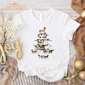 Horses Christmas Tree Shirt Xmas Horse T-shirt Christmas