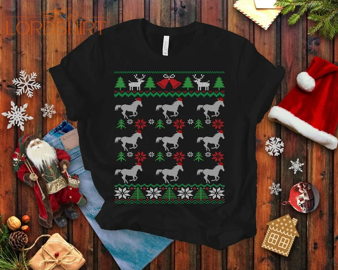 Horses Ugly Christmas T-shirt For Men And Women Equestrian