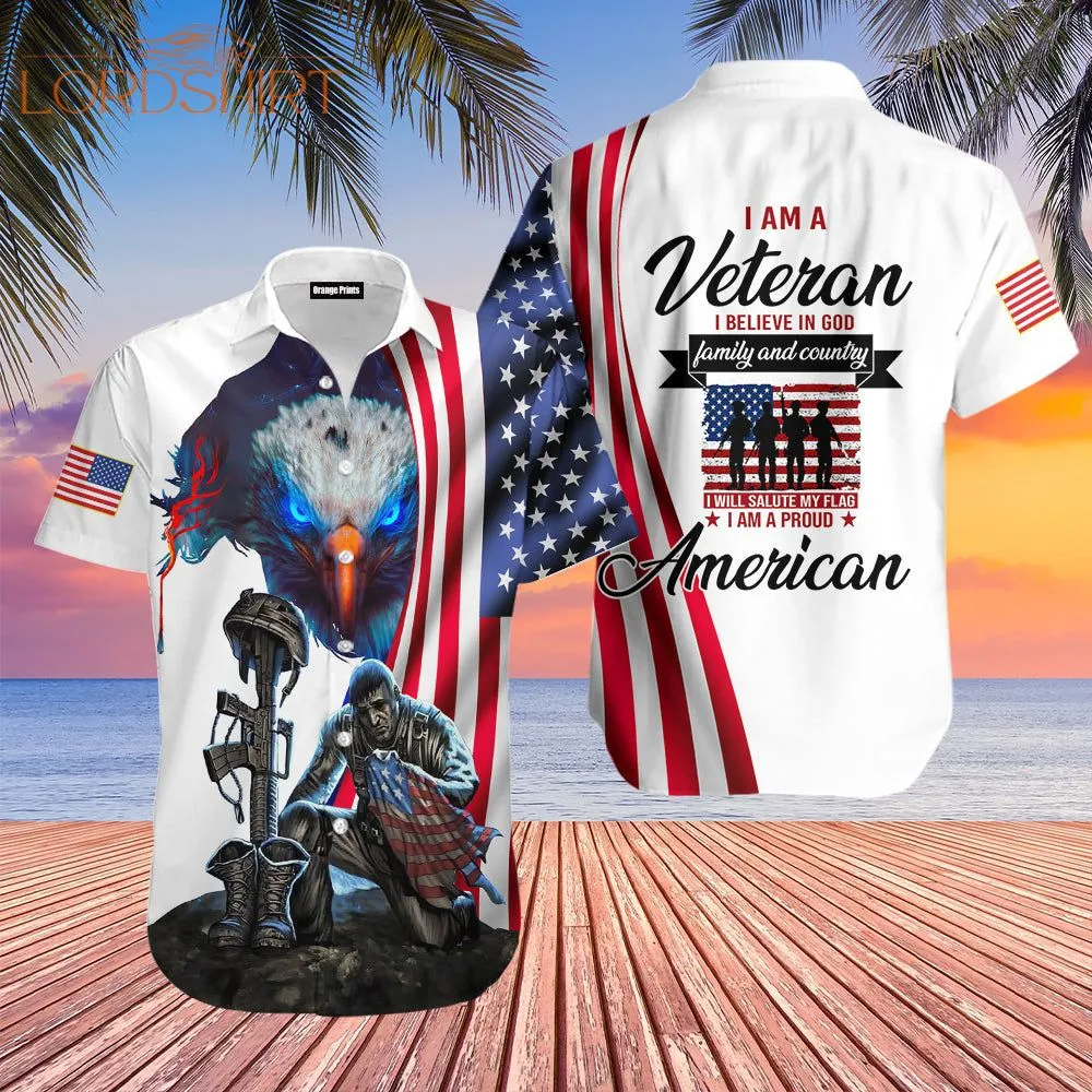 I Am A Veteran Believe In God Proud American Hawaiian Shirt