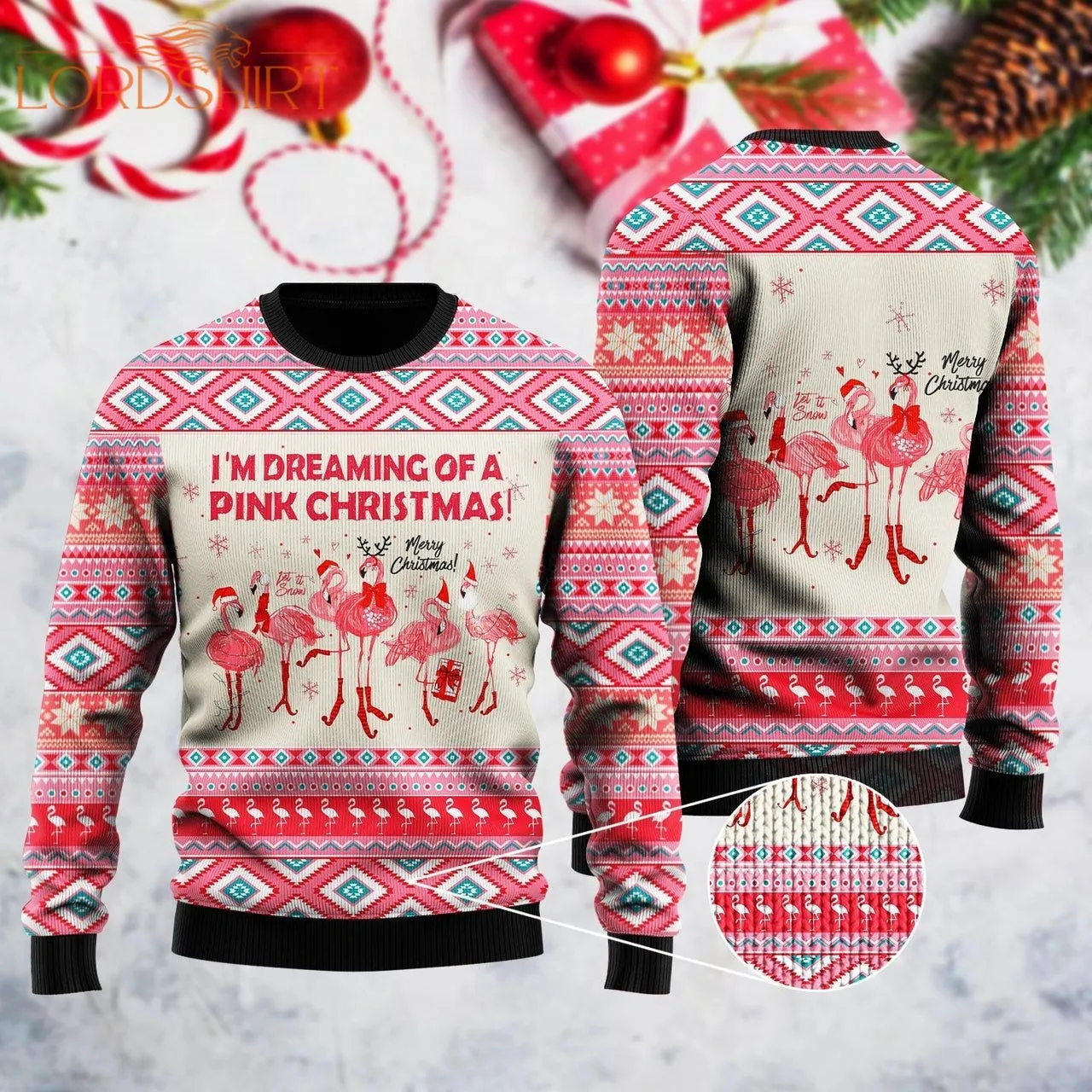 I'm Dreaming Of A Pink Christmas Flamingo Ugly Christmas Sweater